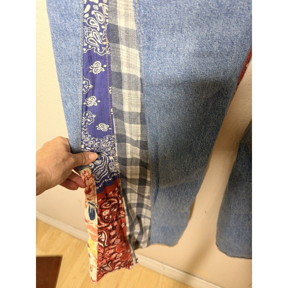 Free People Cortez Pieced Jeans We The Free Patchwork Flare Blue 27 - Picture 10 of 15